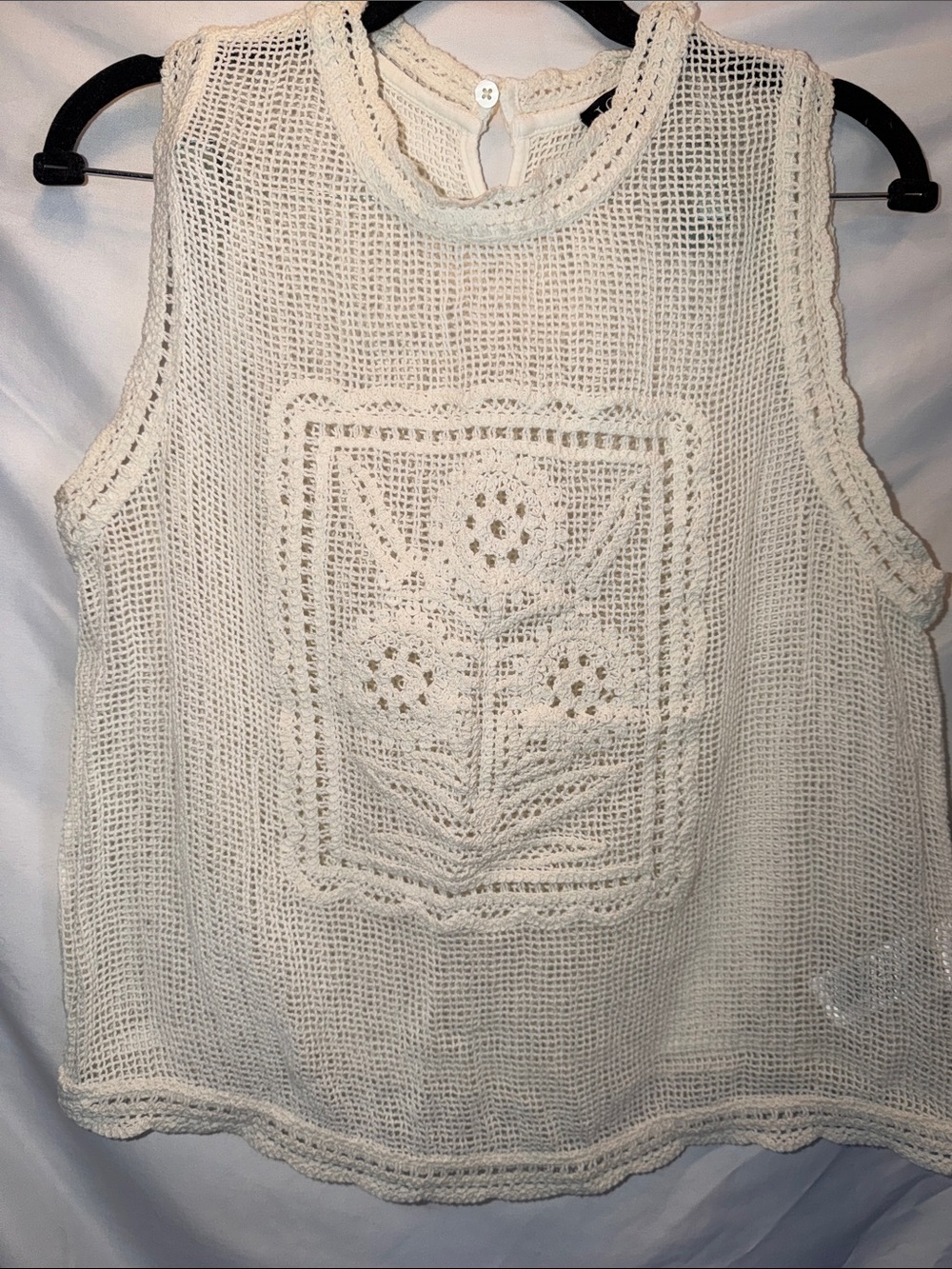 J Crew Cream Crochet Knit Sleeveless Top, SZ S, PTP 20, L 21, (T4-326)